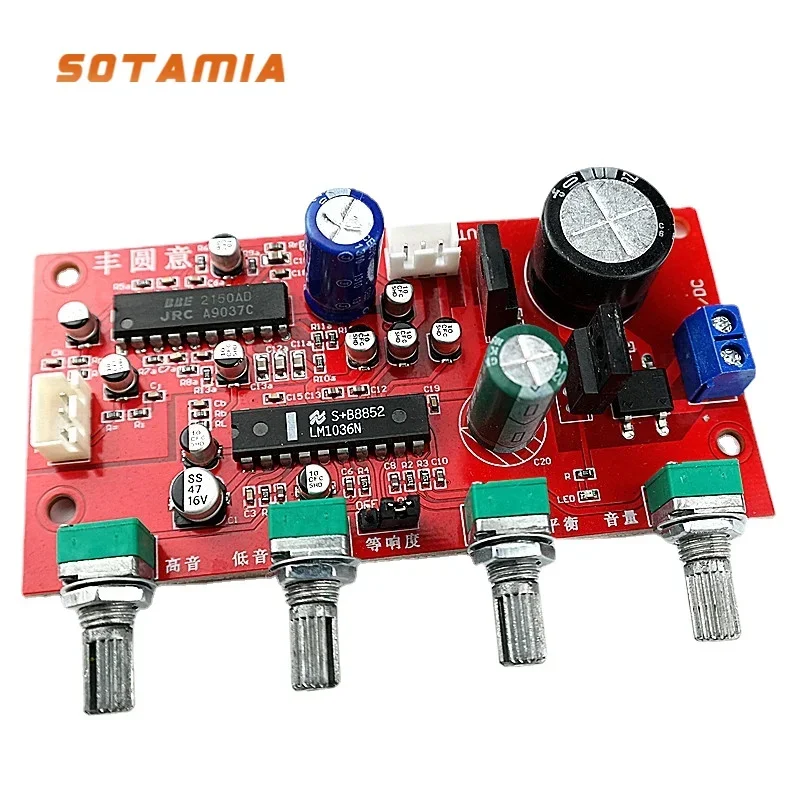 SOTAMIA Home Theater Amplifier Preamplifier Board LM1036 JRC2150BBE Hifi Audiophile Tone Board With Tweeter Bass Vol Adjustment