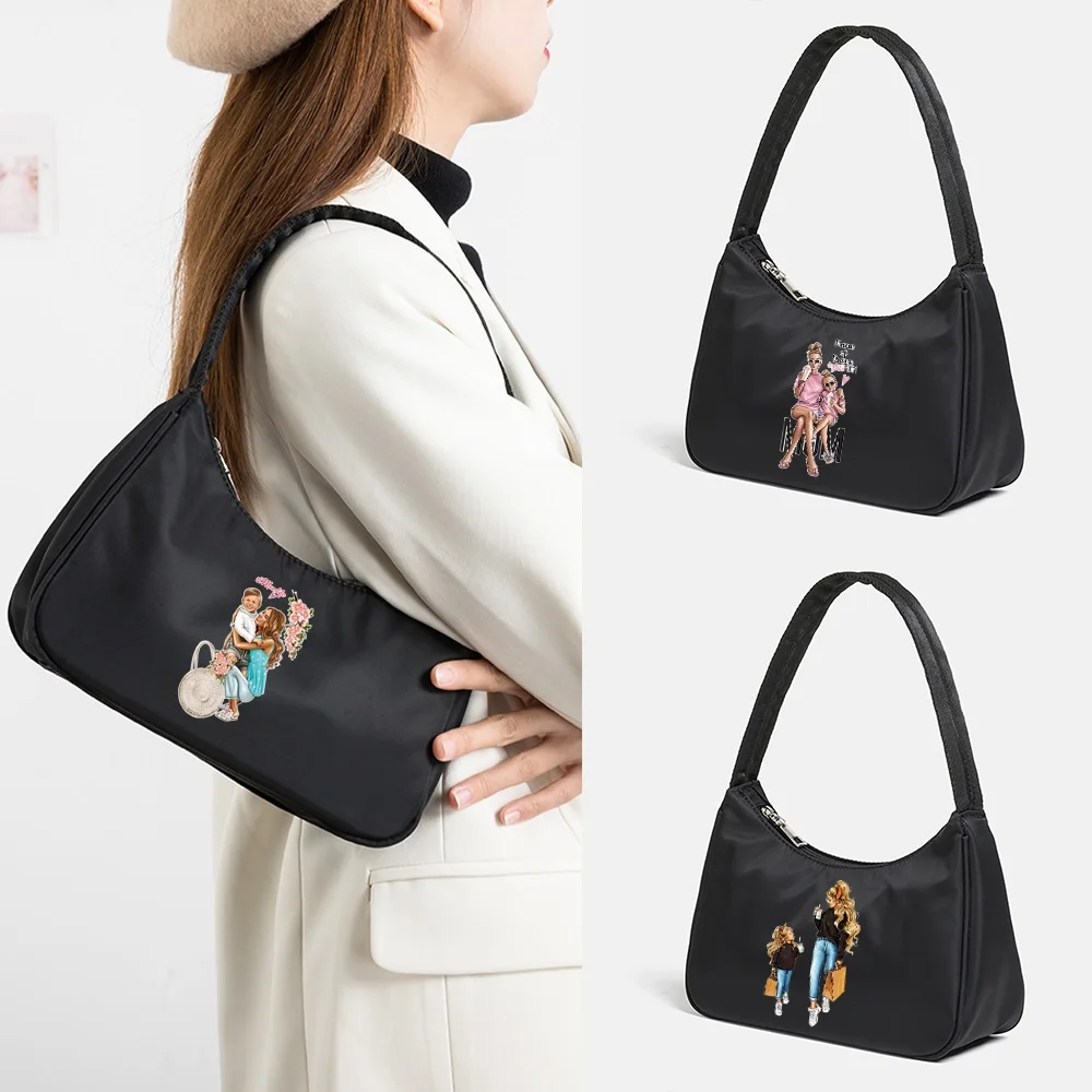 

Underarm Bags Black Single Shoulder Bag Mini Phone Purse Mom Series Multifunctional Shopping Handbag Work Commuting Pouch