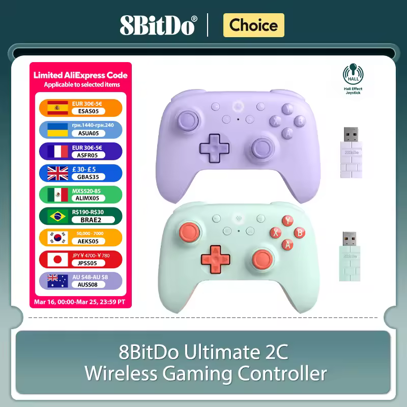 Controller di gioco wireless 8BitDo Ultimate 2C per PC, Windows 10, 11, Steam Deck, Raspberry Pi, accessori per gamepad Android
