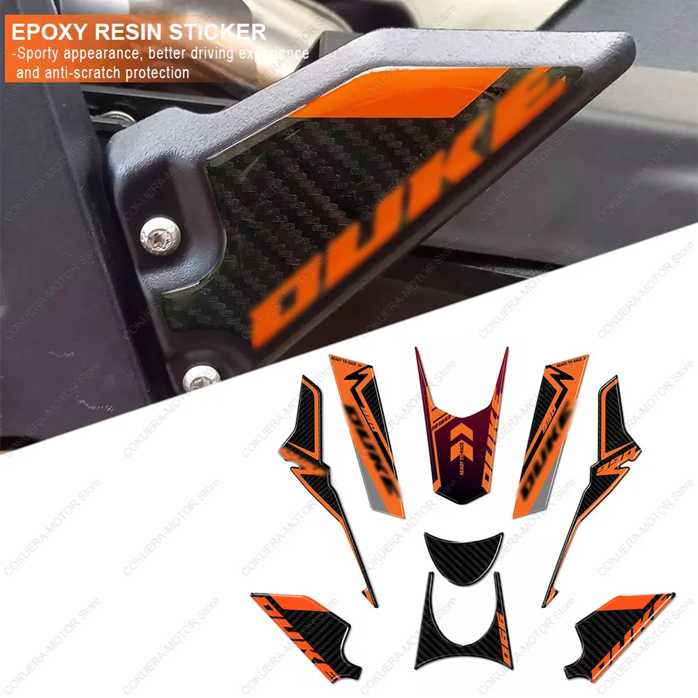 

for 990 Duke 2024 2025 Motorcycle 3D Epoxy Resin Protective sticker Front mudguard stickers Tank Pad Sticker Set