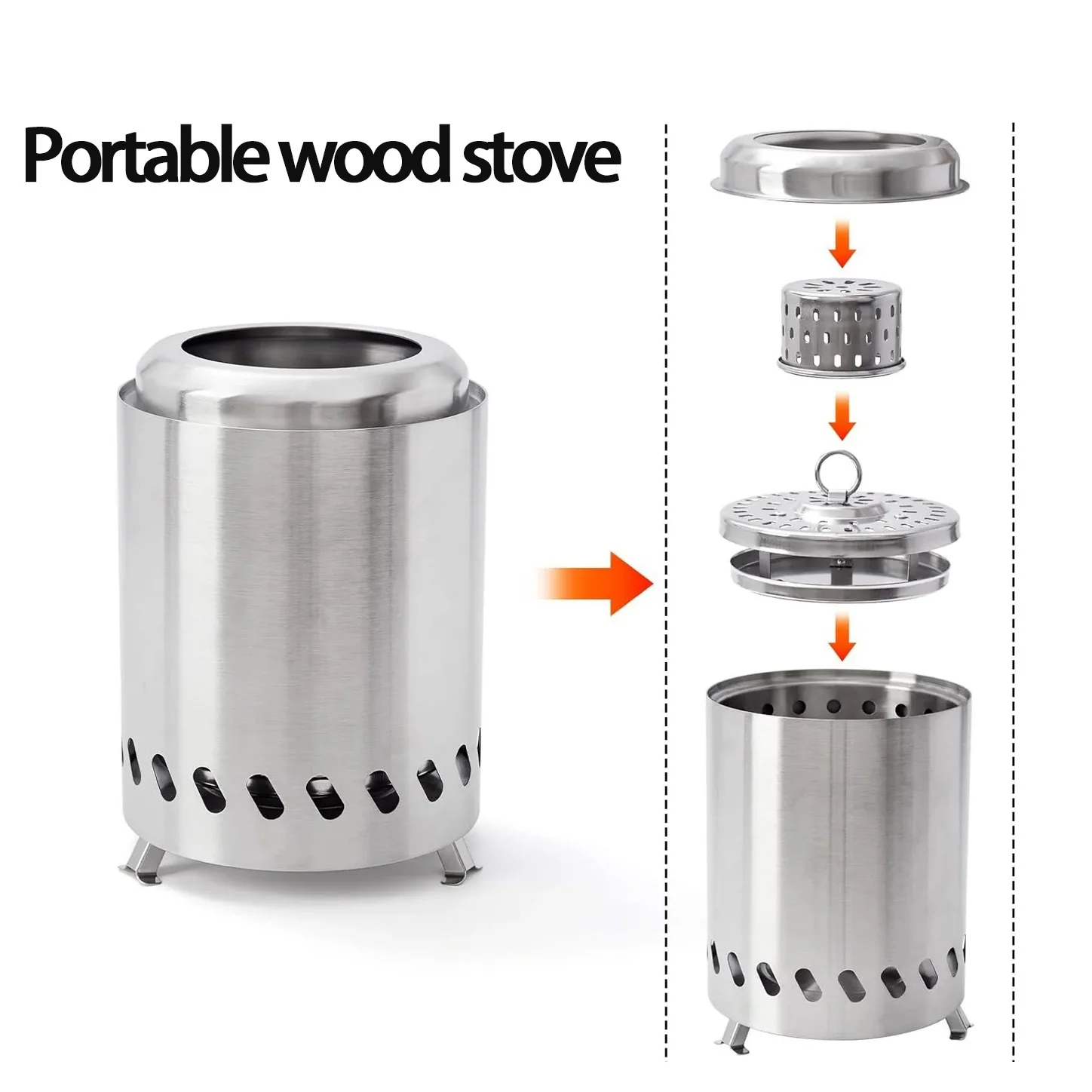 Wood Burner Stove Portable Firewood Stove Stainless Steel Outdoor Camping Smokeless Stove Mini Fire Stove campfire Stove