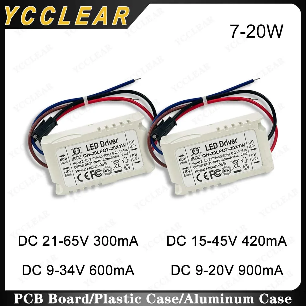 7-20W LED Driver DC9-20V 900mA 9-34V 600mA 15-45V 420mA 21-65V 300mA Lighting Transformers For 7W 12W 15W 18W 20W Power Supply