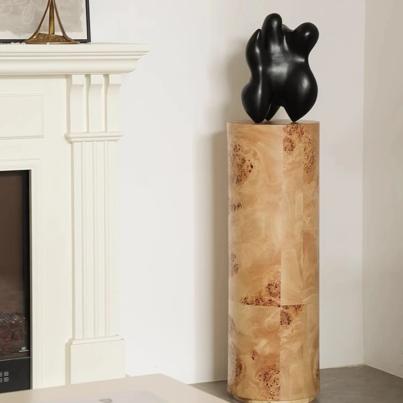 Medieval style tree nodule bark sculpture table base, French solid wood black sculpture, abstract art ornament, ornament