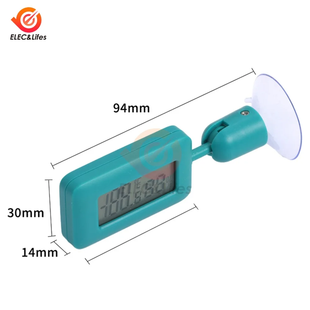 Mini Digital Reptile Thermometer 360 Degree Rotating Luminous Suction Cup Hygrometer For Lizards Snakes Spiders With Suction Cup