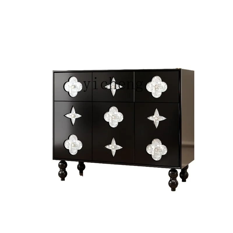 ZK Shell Chest of Drawer Solid Wood Living Room Entrance Cabinet Hotel Restaurant Ding Room B & B Four-Leaf Clover Shoe Cabinet