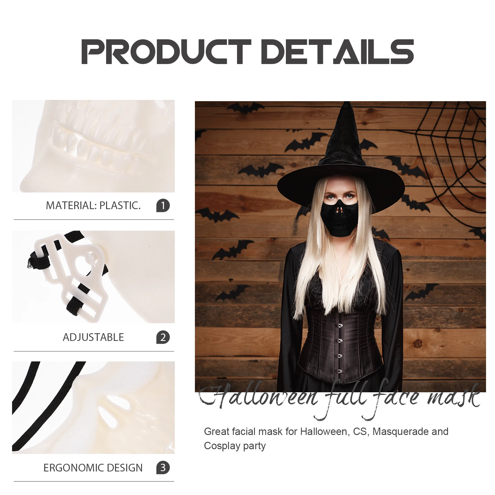 

2 шт. полнолицевая маска страшный Хэллоуин для взрослых череп дракона белый черный косплей маскарад CS игры защитные