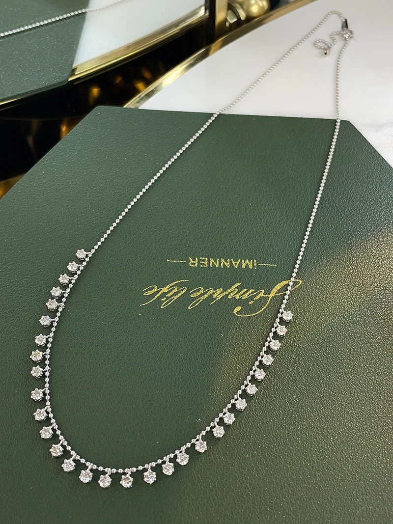 KUGG 100% 18K White/Yellow Gold Necklace Luxury Design 2.0carat Real Natural Diamond Necklace for Women High Party Jewelry