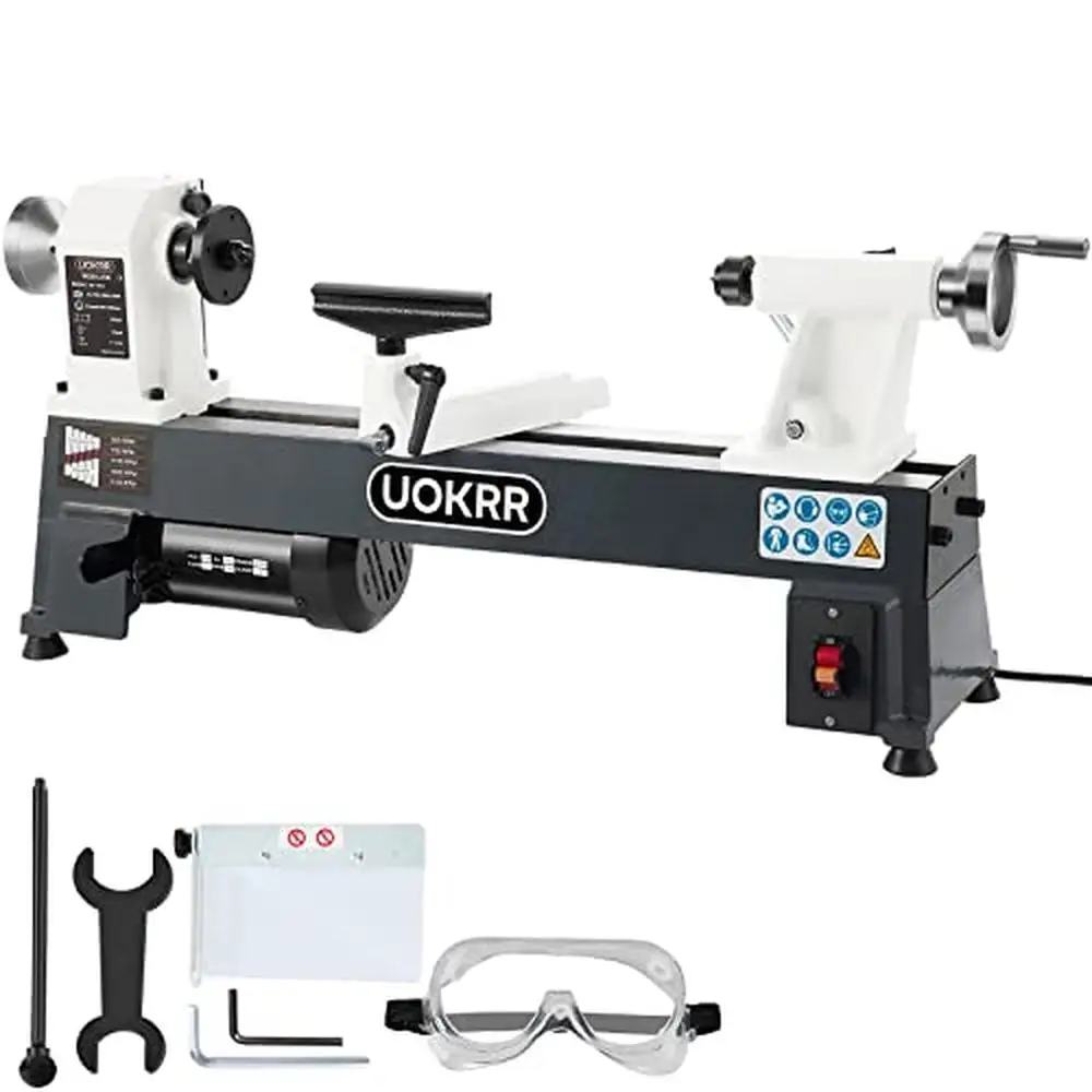 

10" x 18" Benchtop Wood Lathe Machine 5 Variable Speeds 500/750/1150/1800/3200RPM Mini Wood Turning Lathe Woodworking Kit with