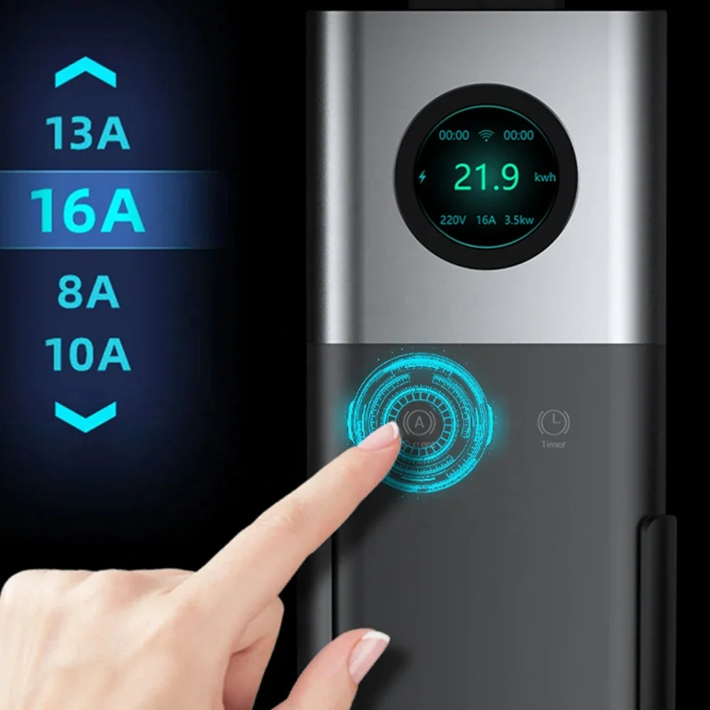휴대용 EV 충전기 22kw 태양열 EV 모바일 충전기 22kw 32a Wallbox AC App 제어 EV 전기 자동차 용 고속 휴대용 충전기