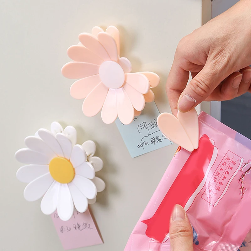 2-in-1 Magnetische Kühlschrankmagnete in Blumenform, Multifunktionale Verschlussklammern für Lebensmittelaufbewahrung, Lebensmittel-Verschlussklammern, Küchenzubehör
