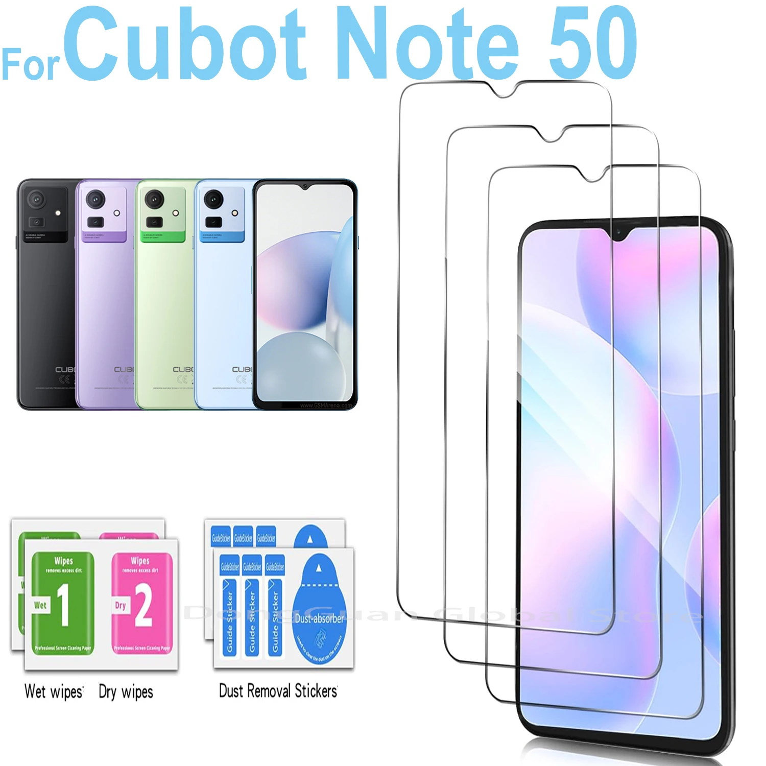 Tempered Glass Screen 9H - Cubot Note 50用強化ガラススクリーンプロテクター 1/2/3/4枚セット 気泡なし 9H硬度