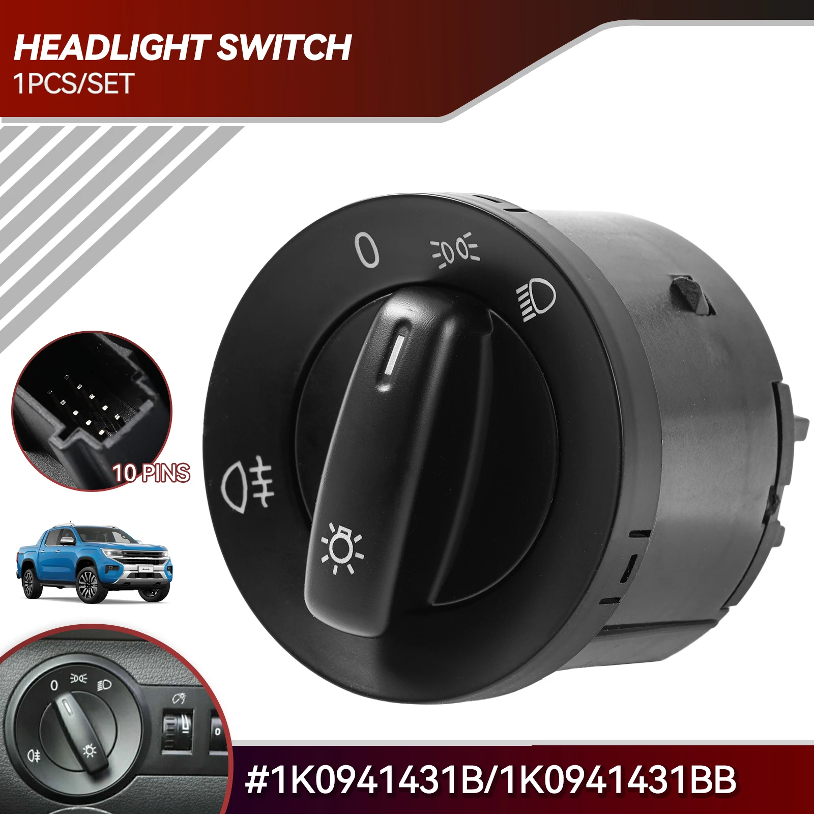 

Headlight Switch Fog Light Knob Lamp 1K0941431B For VW Golf MK5 MK6 Jetta Tiguan Passat B6 CC Touran 1K0 941 431BB 1K0941431BB