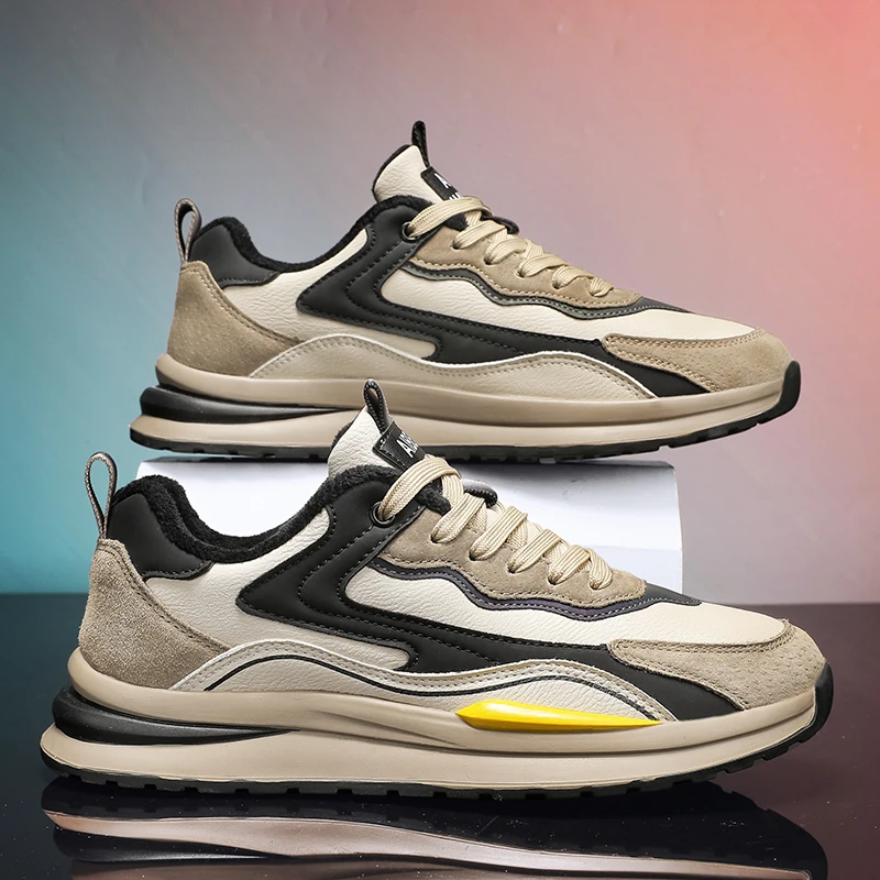 

Осенне-зимние теплые плюшевые кроссовки для мужчин, уличные нескользящие кроссовки на платформе, мужские дышащие повседневные кроссовки, мужские zapatillas hombre