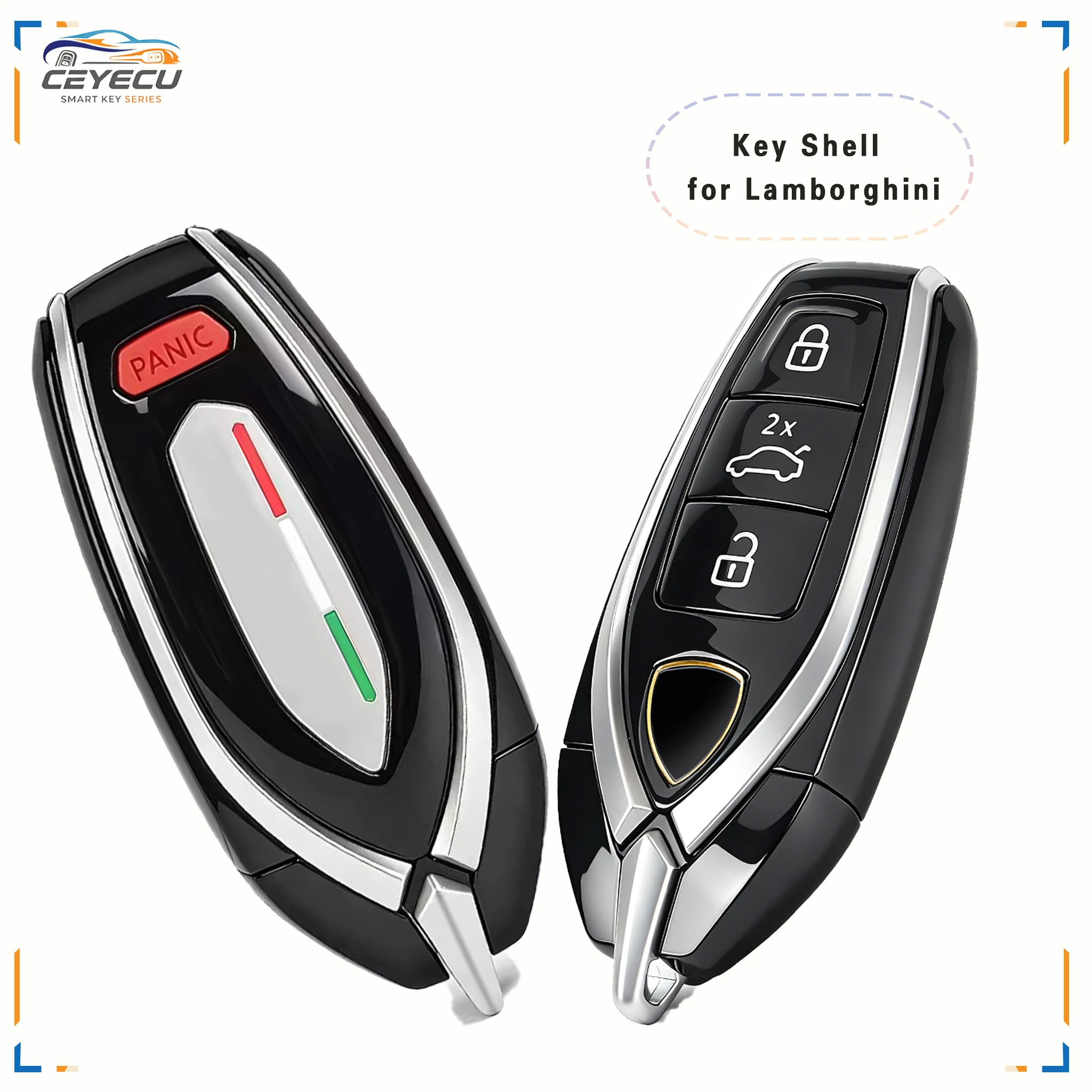KEYECU for Lamborghini Urus Aventador Huracán Centenario Sián FKP 37 Revuelto Smart Remote Key Shell 3 Buttton Uncut Blade