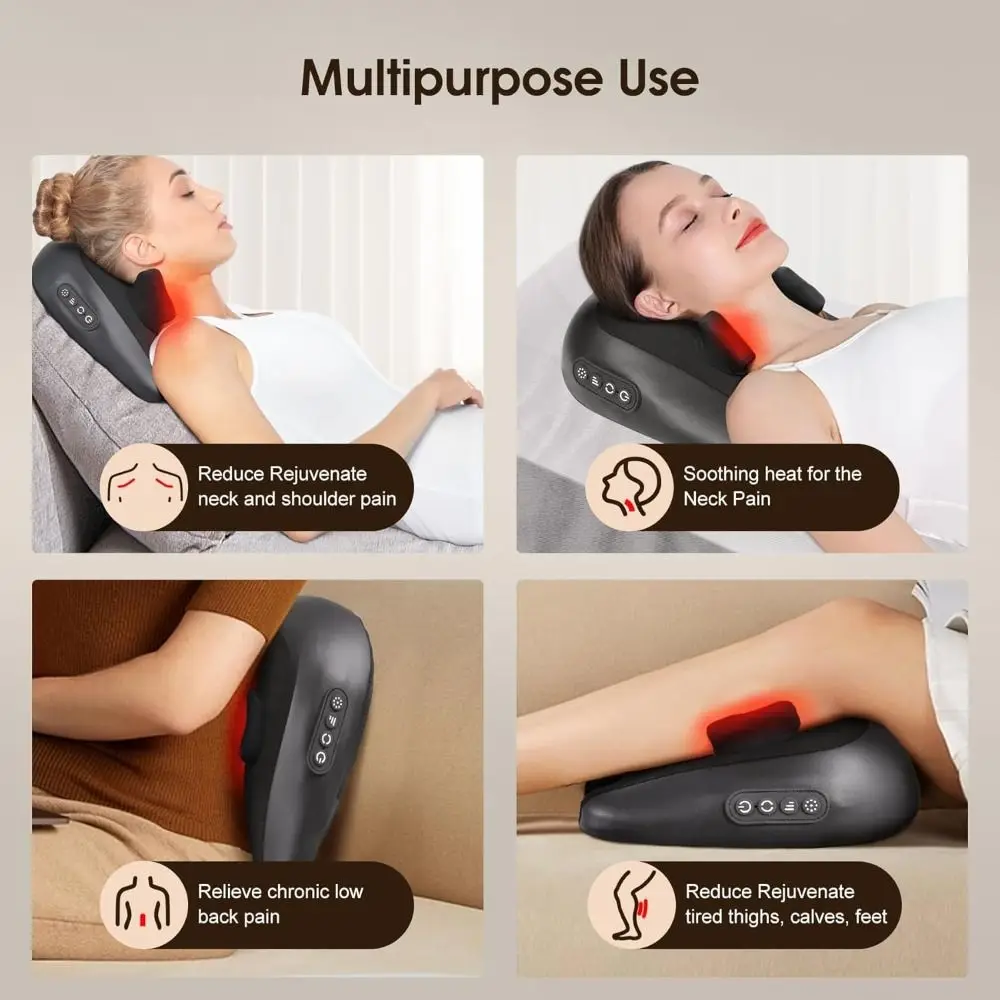 Full-Body Use Pillow Neck & Shoulder Massager Three Modes Deeply Relax Neck 4D Neck Massager Ultra-Quiet Clip-kneading