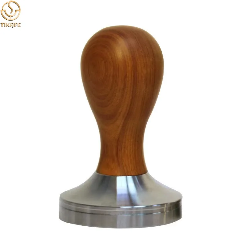 51/53/58/mm Coffee Tamper Barista Espresso Maker Grinder with 304 Stainless Steel Base Solid Wooden Handle  مطحنة القهوة