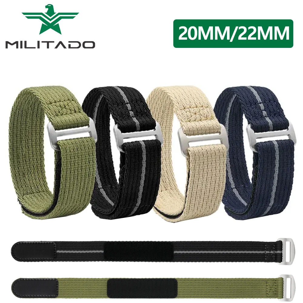 Militado-Correa de nailon para reloj, pulsera de tela deportiva de 20mm y 22mm, repuesto Universal