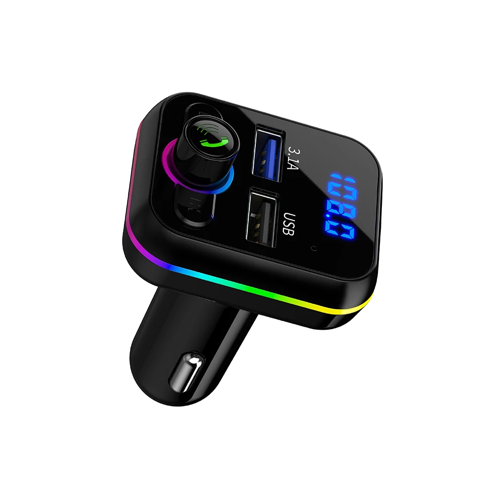 مشغل موسيقى Mp3 للسيارة متوافق مع بلوتوث V5.0 بدون استخدام اليدين USB U Disk Fm Transmitter شاحن سريع