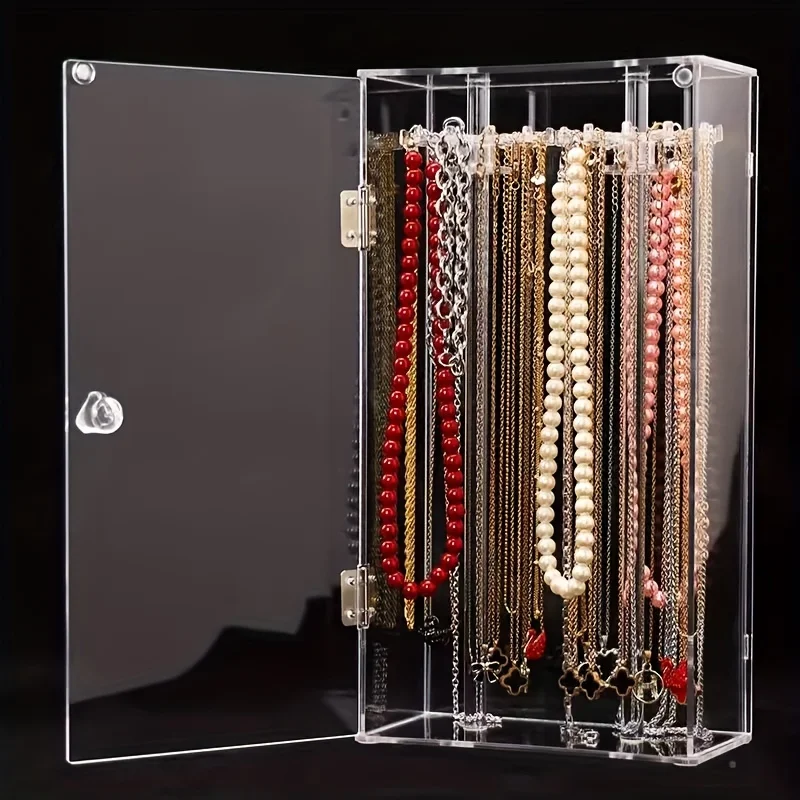 1PC Transparent Dustproof Necklace Box, Clavicle Chain Sweater Chain Finishing Display Holder
