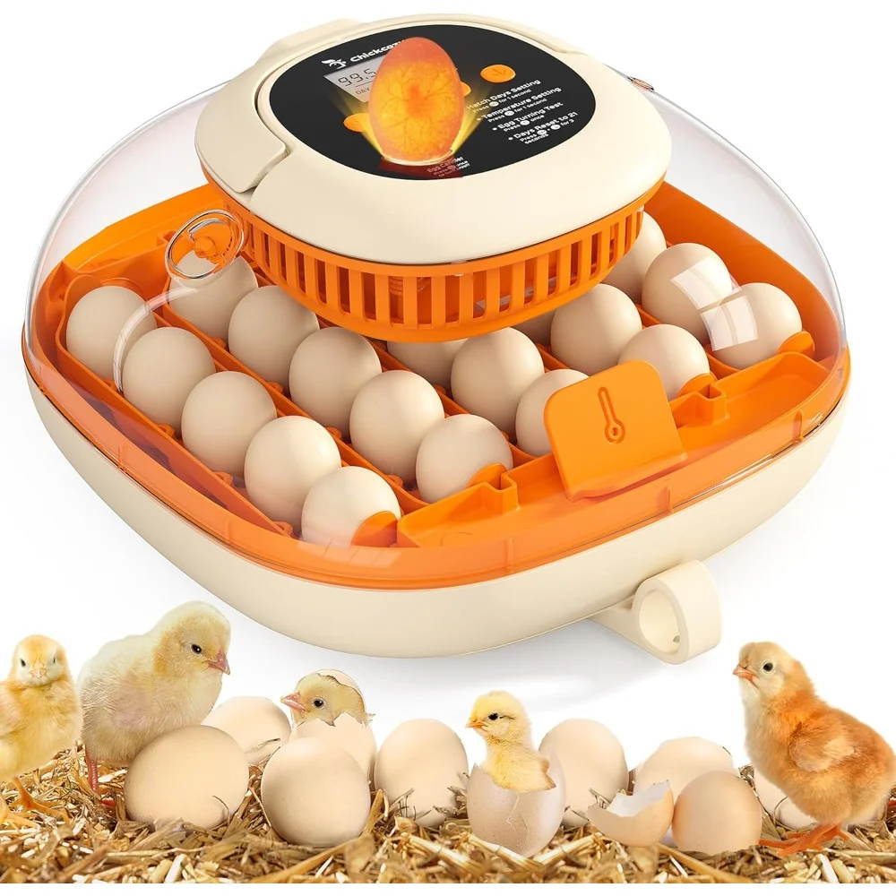 Automatic Egg Incubator with Thermometer Humidity Control Egg Turner Candler 360 View Clear Window for Hatching Chicken