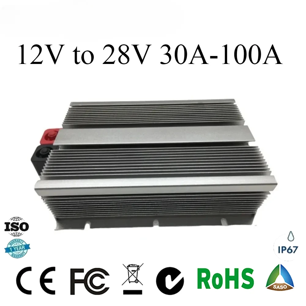 

12V to 28V 30A 40A 50A 60A 100A Step Up DC DC Converter 12 Volt to 28 Volt 10-18V Boost Module for Cars Buses Electric Vehicle