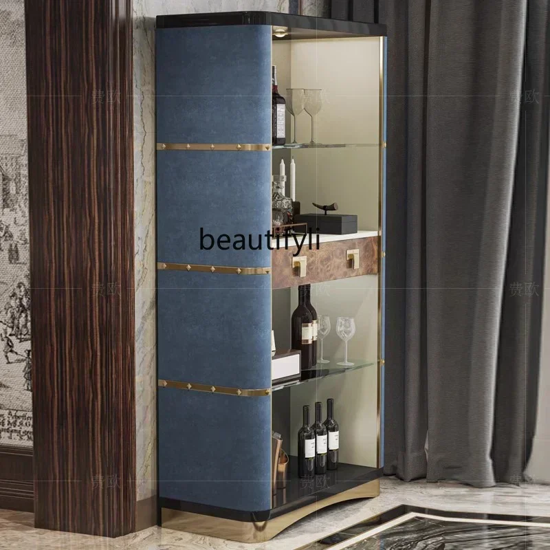 

1184Light luxury glass wine cabinet against the wall Customized restaurant locker Italian postmodern high-end partition bookcase