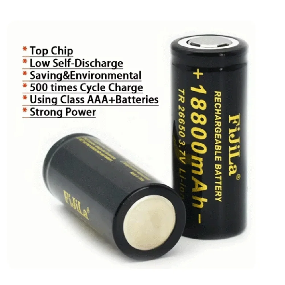 26650 3.7V 18800mAh Battery High Capacity 26650 50A Power Battery Lithium Ion Rechargeable Battery for Toy Flashlight+charger