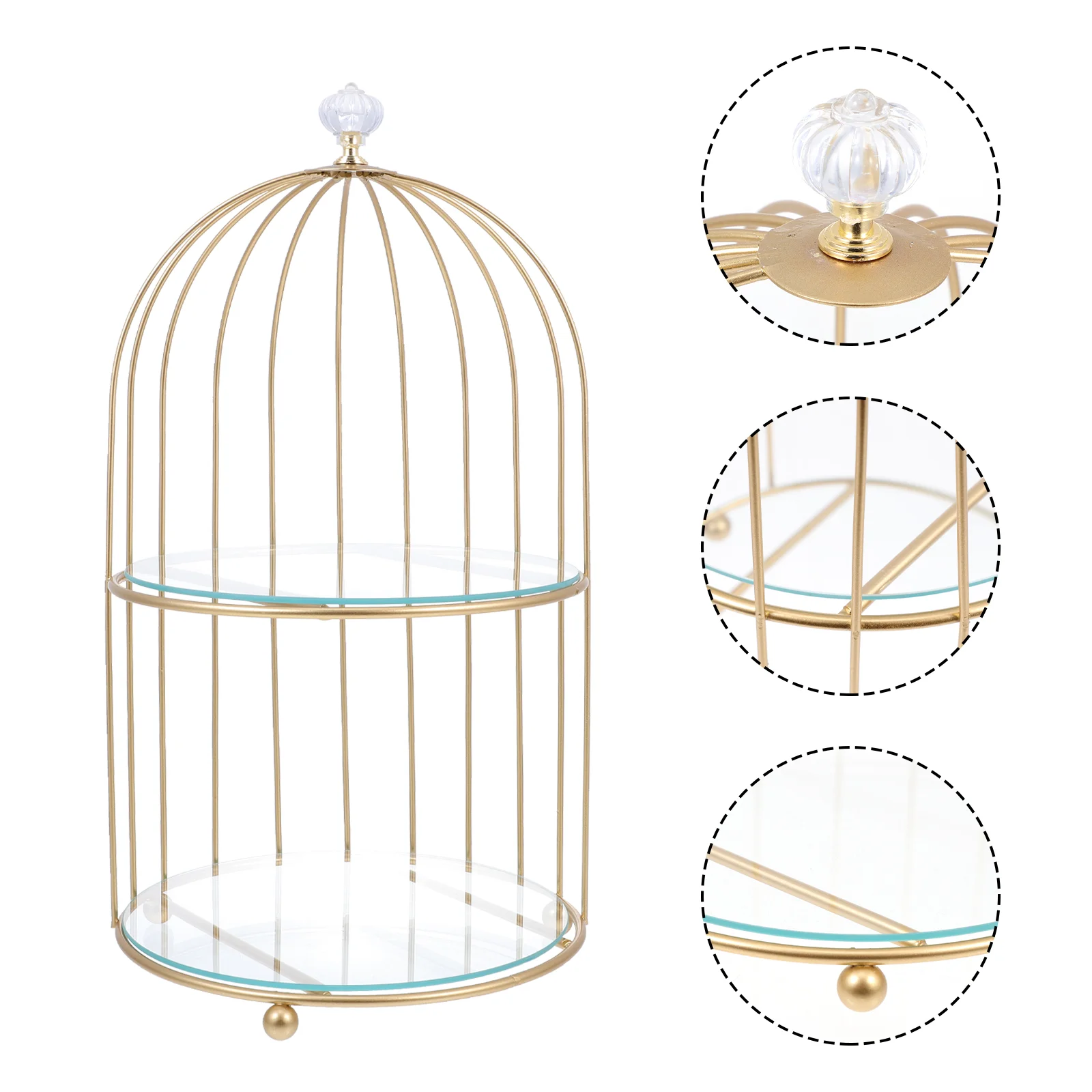 

Dessert Plates Cake Stand Jewelry Tray Makeup Organizer Set Topper Golden Metal