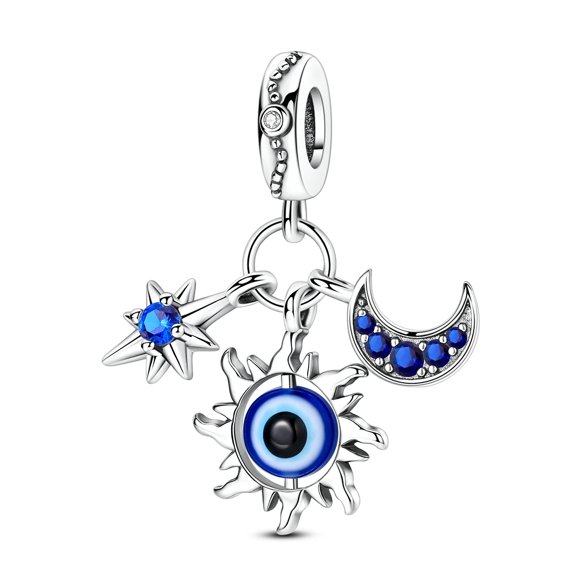 Charms Original 925er Silber, blaue Perlen, passend für Armband-Anhänger, DIY für Damen, edler Schmuck