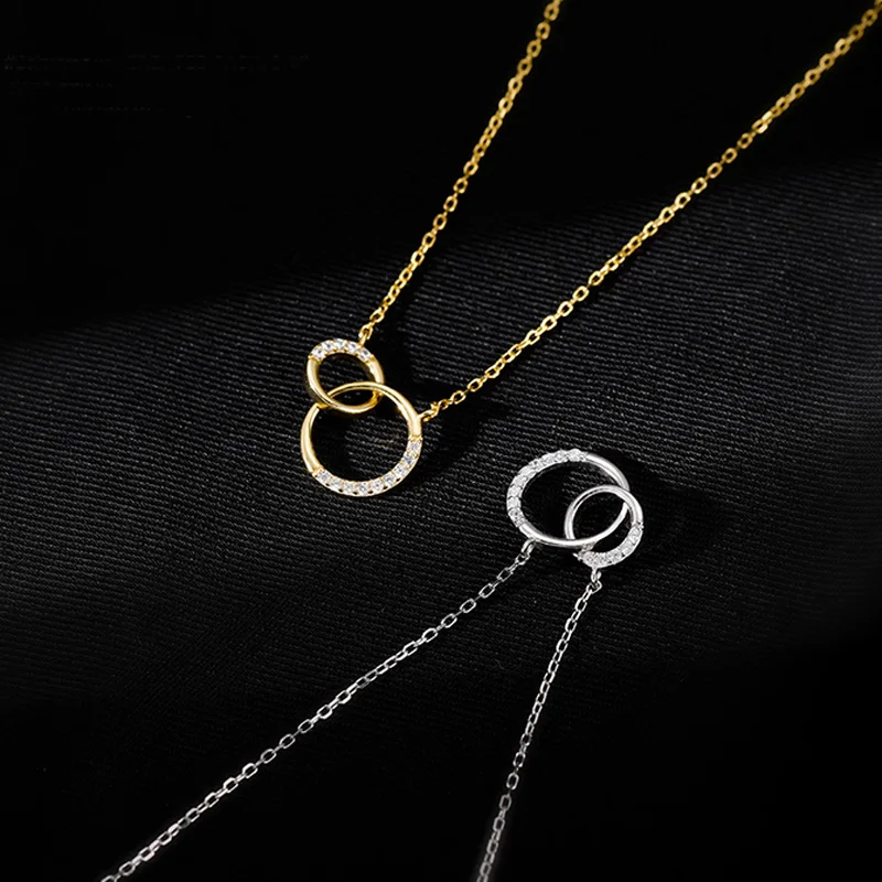 Kreis-Halskette aus 925er-Sterlingsilber, Persönlichkeits-Charm, geometrische Form, Anhänger, Halsband, Geburtstagsgeschenk für Frauen, exquisiter Schmuck