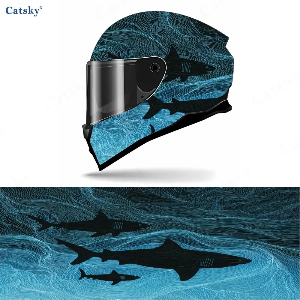 Adesivo para Capacete Integral Shark, Material PVC Durável, Padrão Artístico Estético, Adesivo Decorativo para Capacete de Motocicleta