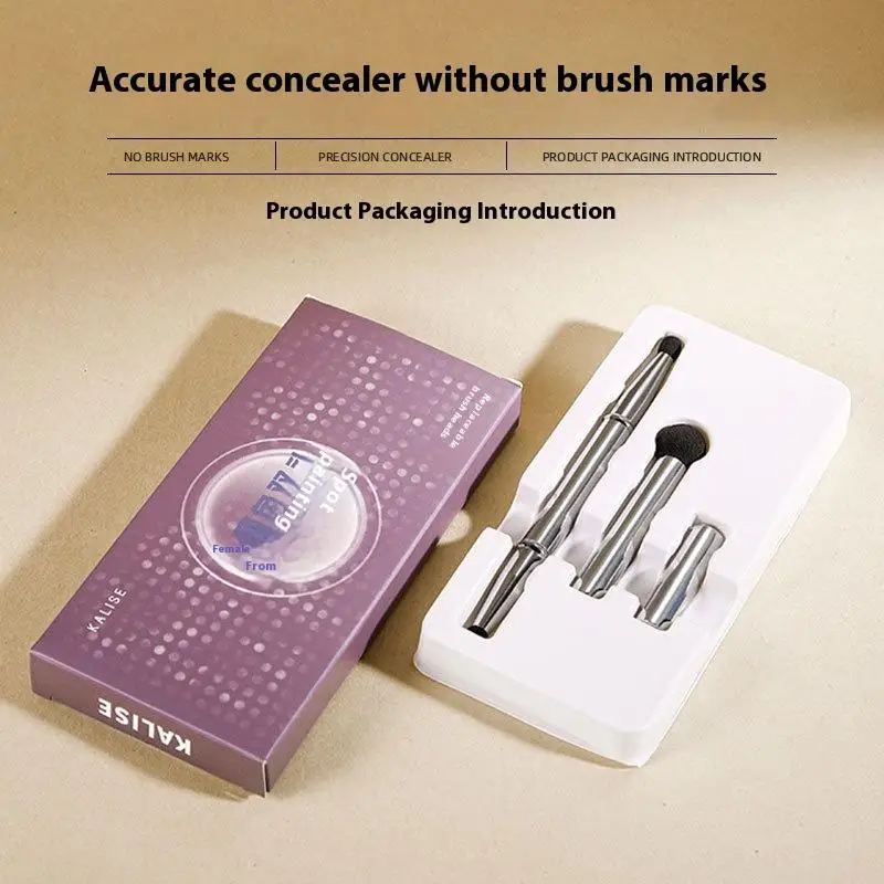 1Set Double Ended Makeup Brush Detachable Travel Contour Concealer Brush Eyeshadow Contouring Brush Face Cosmetic Tools