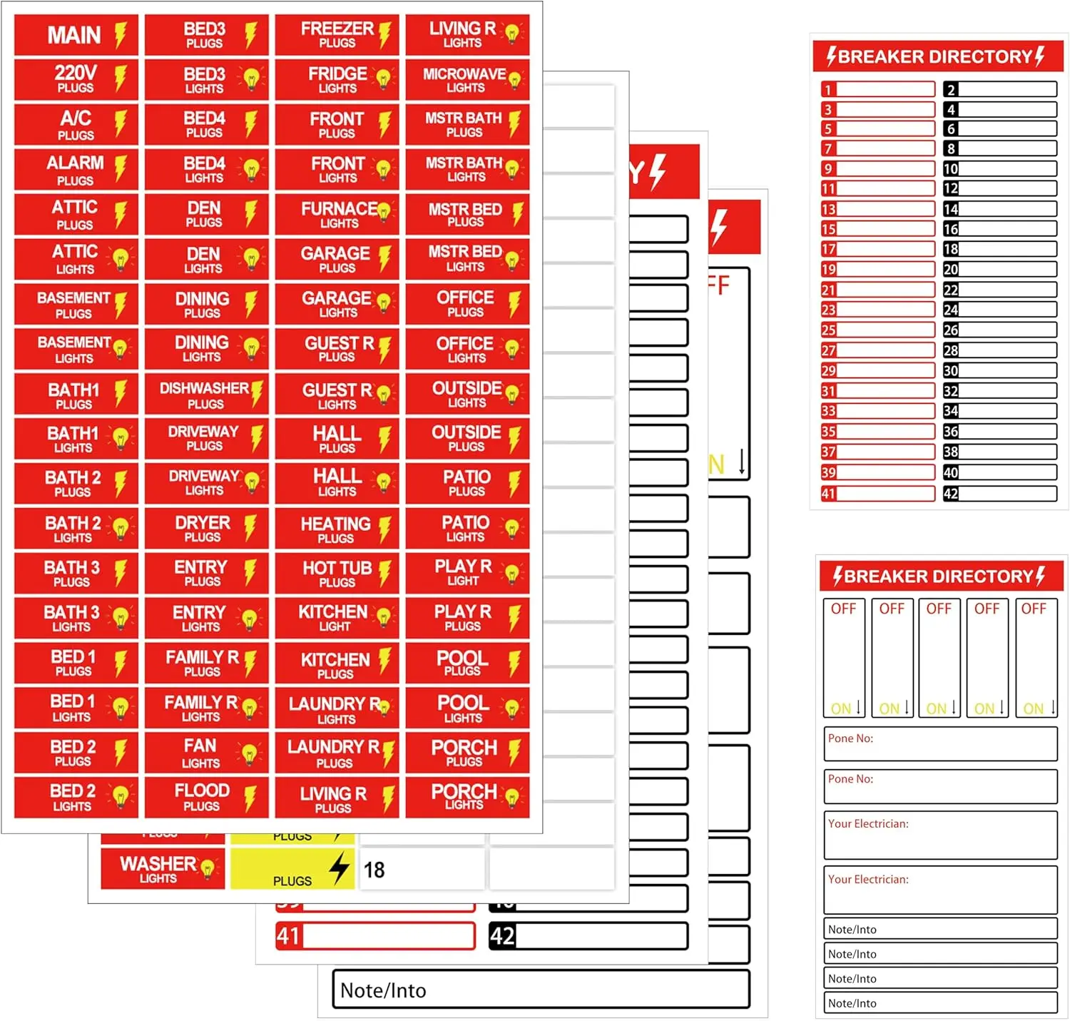 

Circuit Breaker Box Label Electric Fuse Panel Boxs Identification Sticker for Home, Office Commercial Use, Waterproof Long-Lasti