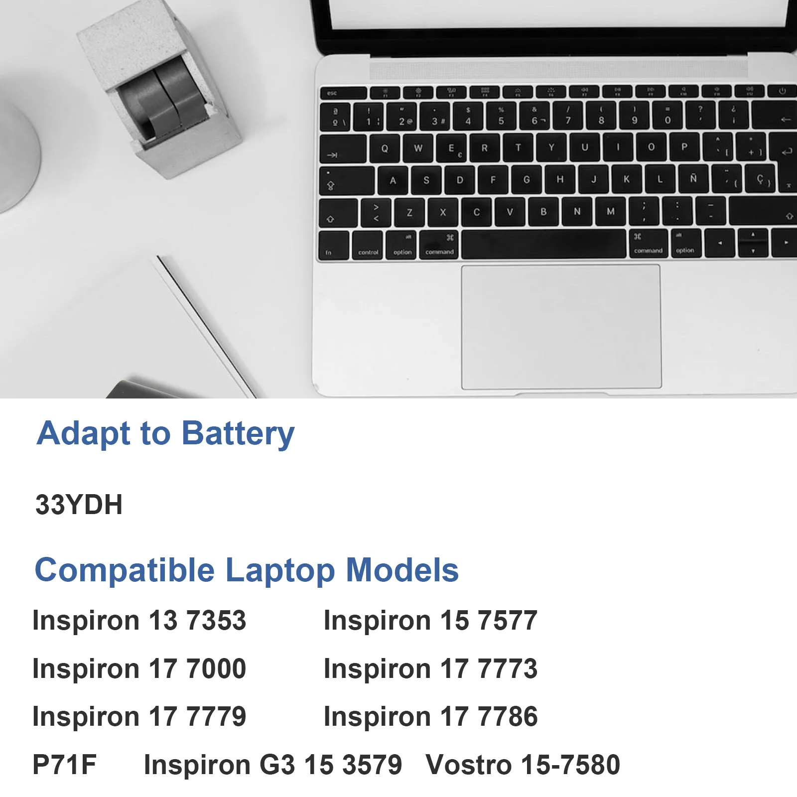 SOMI 33YDH Laptop Battery for Dell Inspiron 13 7353/15 7577/17 7000 7773 7779 7786 G3 15 3579/Vostro 15-7580 P71F Series