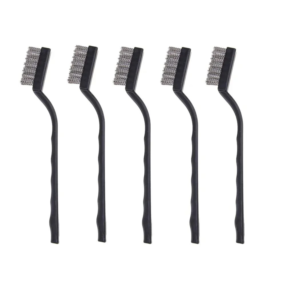 5pcs Small Wire Brush Set Stainless Steel Wire Brush Dirt Hard Cleaning Toothbrush Polishing Detail Metal Brushes Hand Tools