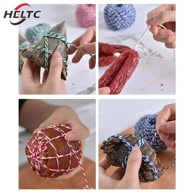 2mm Thick Butchers String Cotton Twine Meat Prep Trussing Turkey Barbecue Strings Meat Sausage Tie Rope Cord 100 Meters