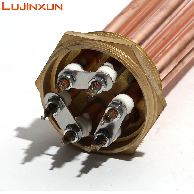 Lujinxun DN50 Water Heater Element for Boiler Hexagon 2inch 220/380V Copper Thread Heaters Copper Tube 10mm 3KW/6KW/9KW/12KW