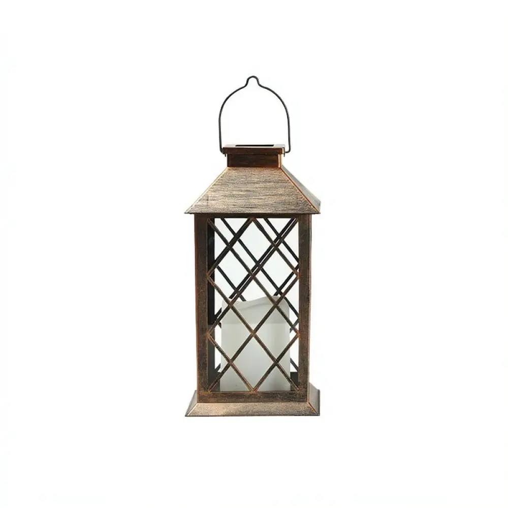 Waterproof Solar Candle Lantern Decorative Garden Light Vintage Metal Hanging Lamp For Outdoor Patio Pathway