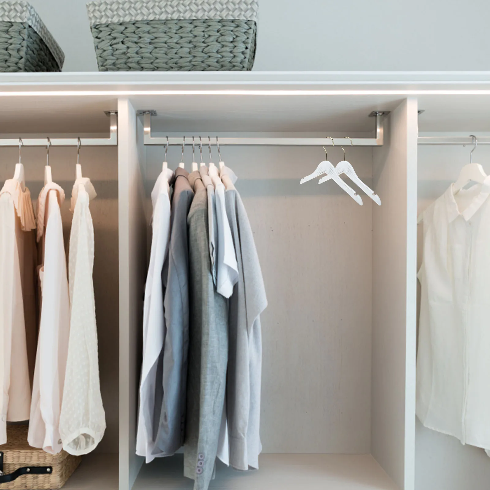 

10pcs Hangers Baby Closet Hangers Clothing Infant Wooden Iron Non Slip Drying Nursery Closet Storage Small Clothes