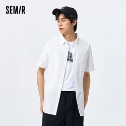 Semir Men Short-Sleeve Shirt Summer Simple Solid Color Basic Versatile Top Everyday Commuting Leisure Fashion With Lapel