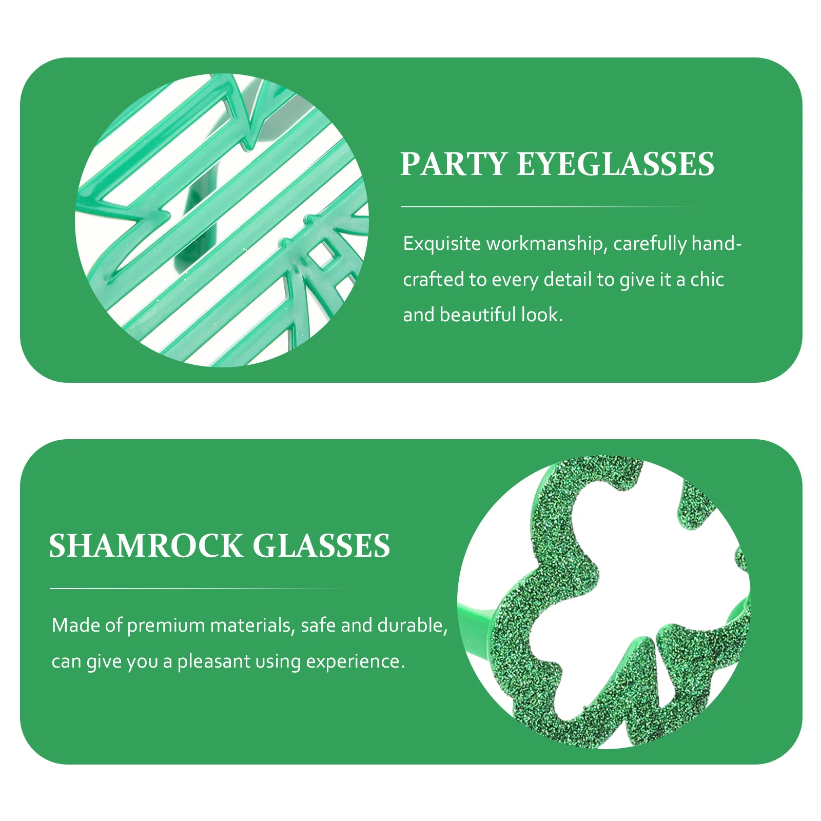 

2pcs Clover Shamrock Glasses Green Irish Child Festival Party Eyewear Patrick Day Accessories Sunglasses Decor
