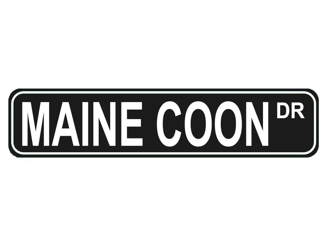 Maine Coon Dr Sign Cat Lover Owner Gift Home House Wall Decor Street Sign Black Tin Sign 16x4 Inch