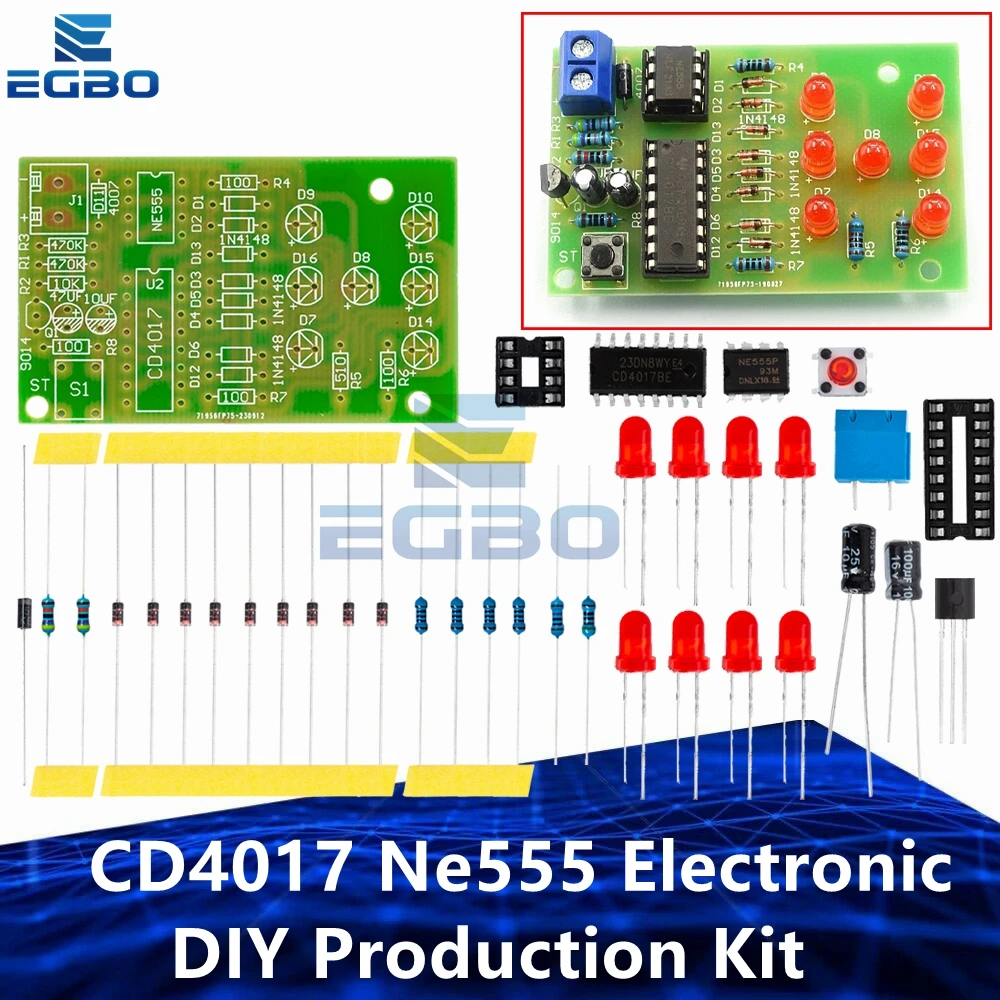 Zestaw Elektronicznych Kości LED 1~2 SZT. Części do Kości Elektronicznych Cd4017 Ne555 Zestaw do Produkcji DIY z Ochroną Przed Odwrotnym Podłączeniem