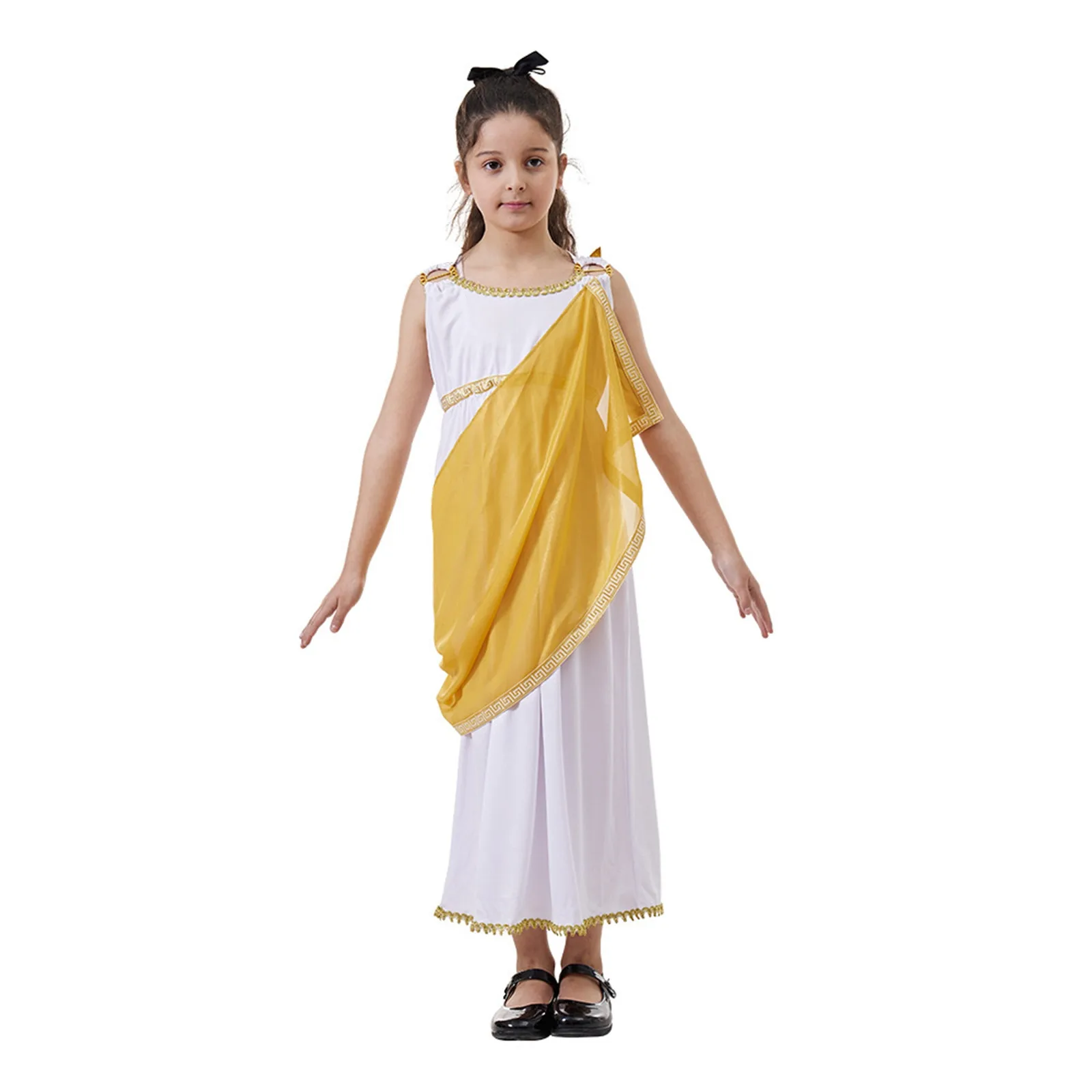 Children Girls Roman Greek Goddess Halloween Costume Girl‘s Gold Toga Costumes Carnival Easter Purim Adult Fancy Holiday Dress