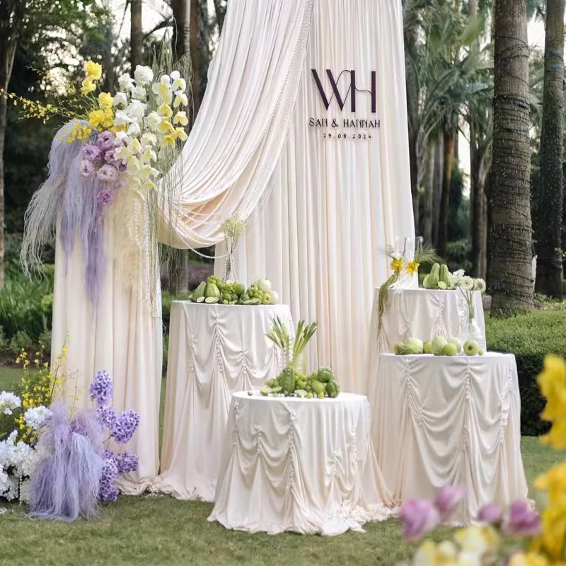 

Wedding Birthday Candy Bar Cake Stand Props Dessert Foods Table With Cover Outdoor Banquet High Legged Cocktail Tables 2pcs