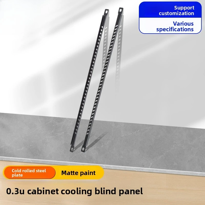 Metallisches schwarzes Netzwerk-Rack-Gehäusesystem mit kleinen Paneelen, 0,5U Höhe, zur Wärmeableitung, aus einem einzigen Stück – Detail 1