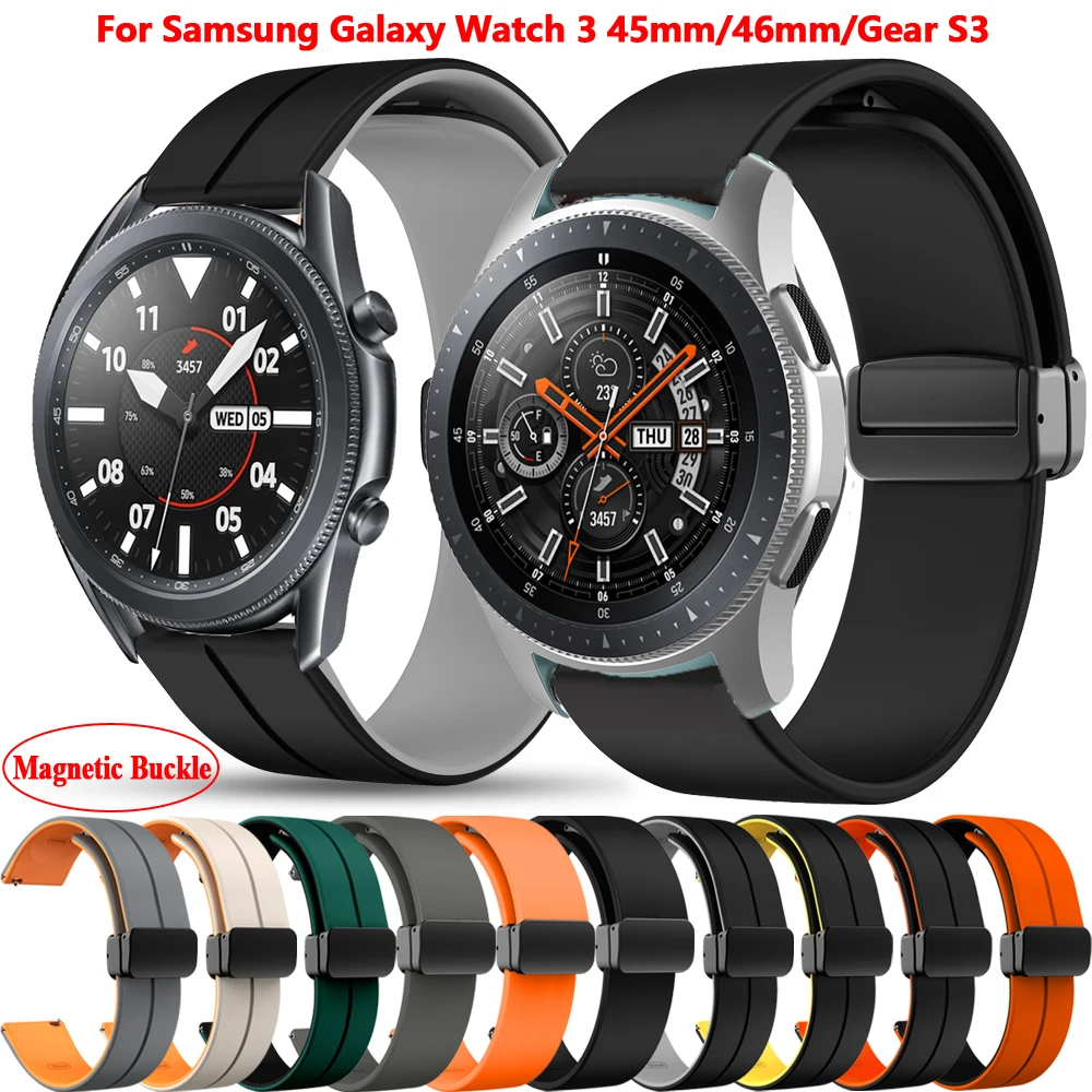 Magnetic Buckle Strap for Samsung Gear S3 Frontier/Classic Galaxy watch 3 45mm 22mm Silicone Band Galaxy Watch 46mm Huawei Strap