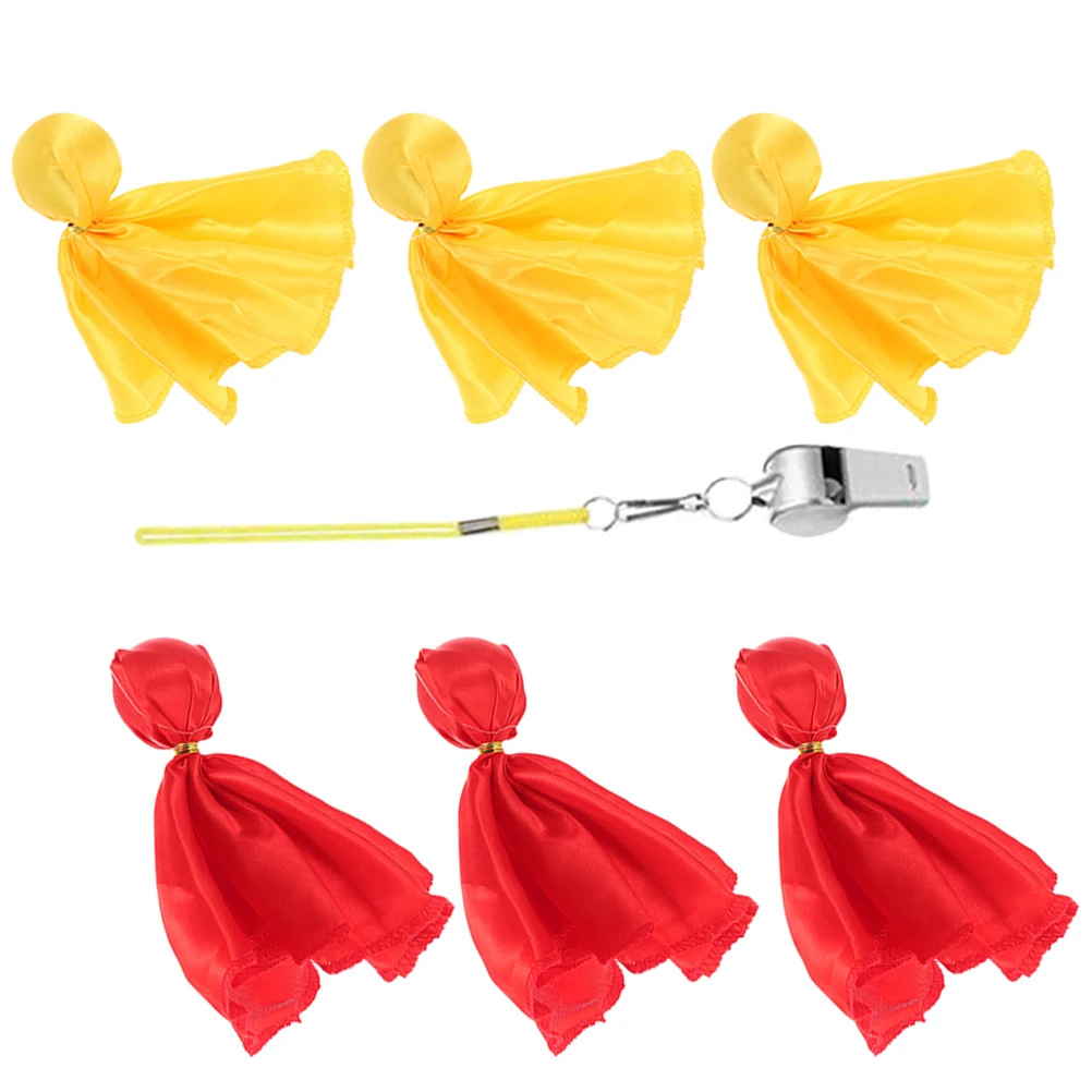 

Flag Whistle Set Penalty Football Flags Yellow Props Polyester Cloth for Soccer Referee Kit