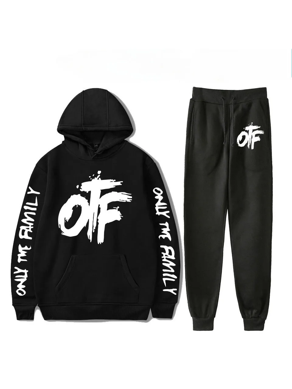 Harajuku Comfortable Funny OTF Letter Print Sweatshirt Sweatpants Suit Men_Women Hoodies+ Trousers Suit Cute 2 Piece Set Clothes