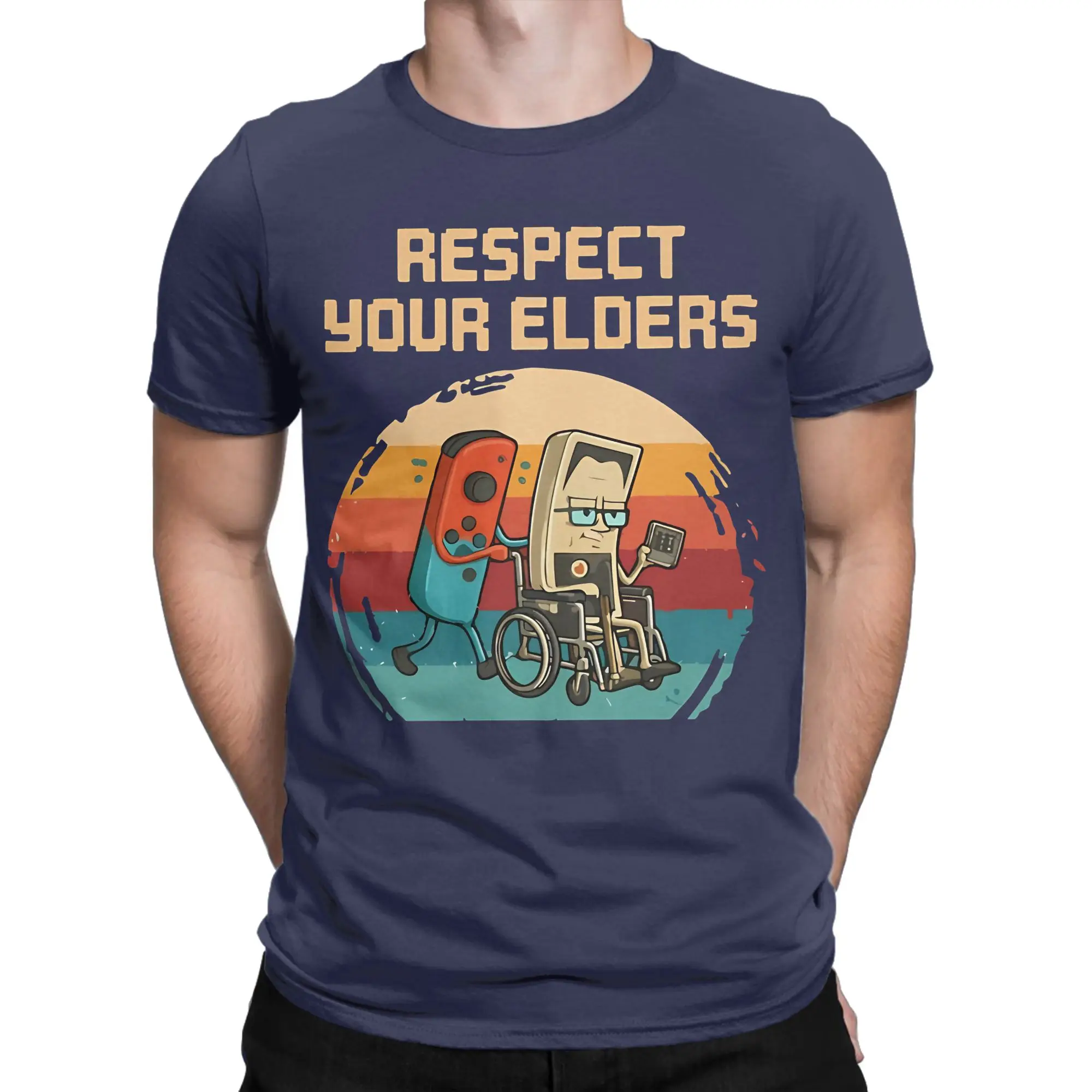 Men Women's Respect Your Elders Gaming Control  T Shirts Video Game  100% Cotton Clothes Funny Short Sleeve O Neck Tees
